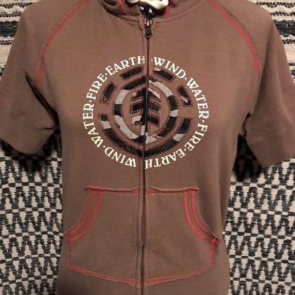 Vintage 1990’s Element Short Sleeve Zip Up Hoodie, Printing and Appliqué S/M - Picture 5 of 11